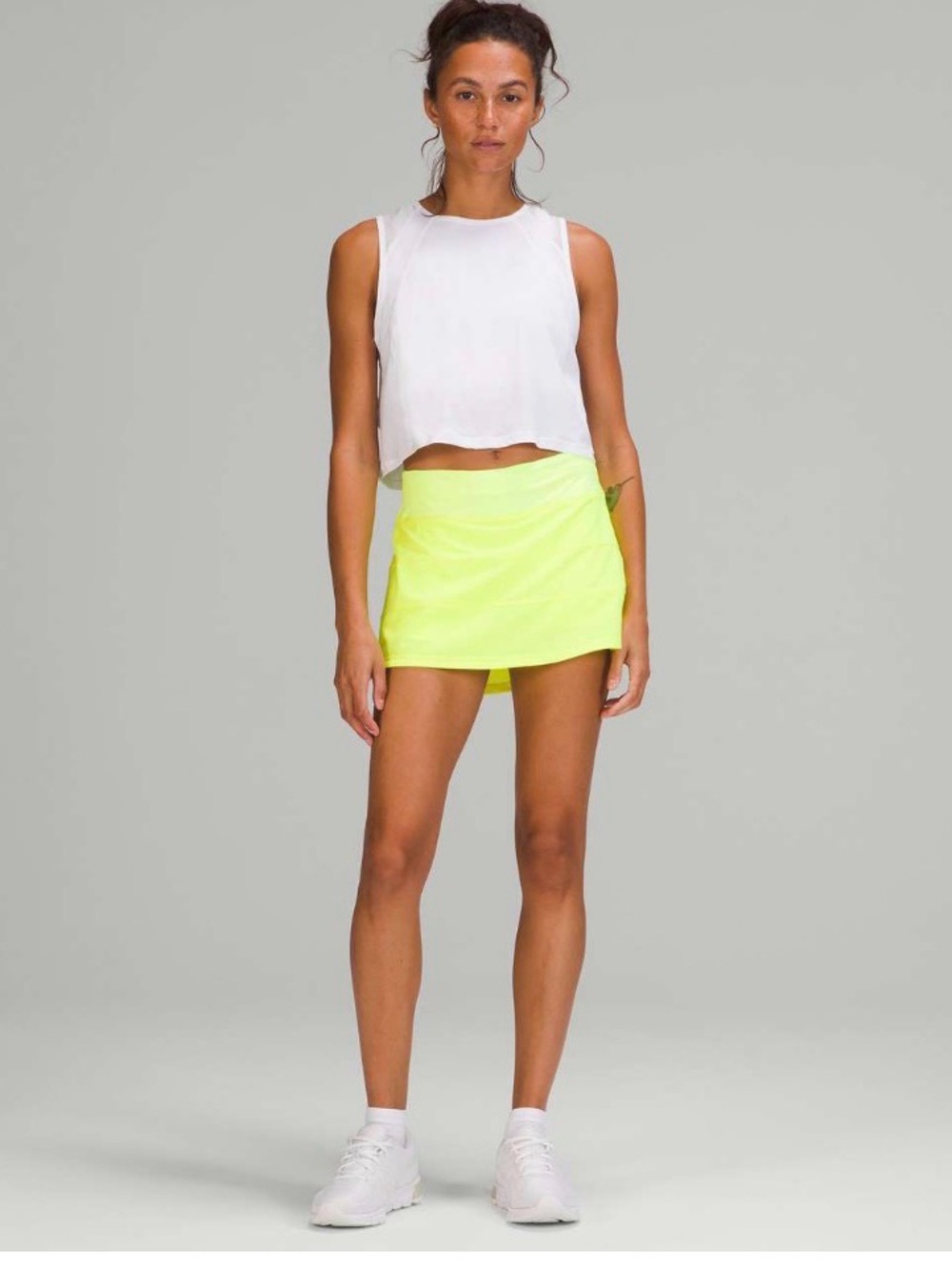 NWOT Lululemon Pace Rival Mid-Rise Skirt in Highlighter Yellow Size 18